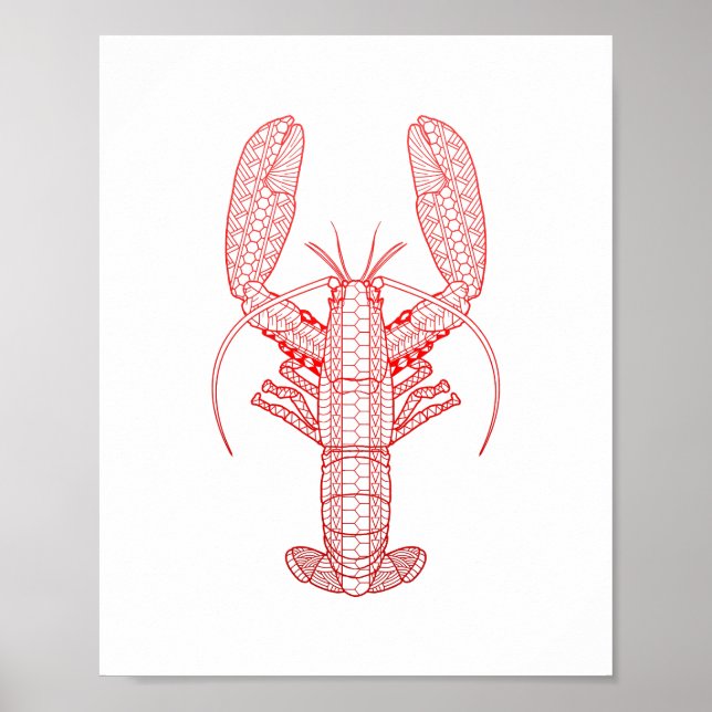 Affiche Homard tribal rouge (Devant)
