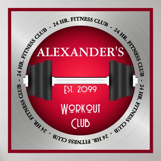 Affiche Home Fitness Centre Workout Club Gym Open 24 Hrs (Devant)