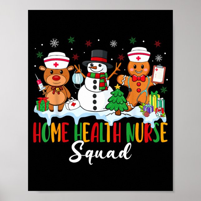 Affiche Home Health Nurse Squad Reindeer Gingerbread Chris (Devant)