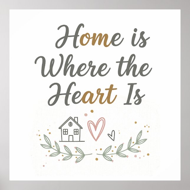 Affiche Home Is Where the Heart Is - Cosy Wall Art Citatio (Devant)