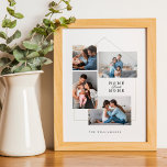 Affiche Home Sweet Home Family Photo Collage Personalized<br><div class="desc">A memorable and personalized family wall art print to display and cherish your special family memories. Our design features a simple faux gold house frame with "Home Sweet Home" displayed is a beautiful script & Serif text paring. The house frame features four photo collage to display your own special family...</div>