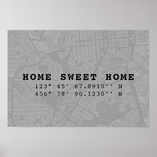 Affiche Home Sweet Home  Mapper et coordonnées personnali
