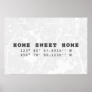 Affiche Home Sweet Home  Mapper et coordonnées personnalis