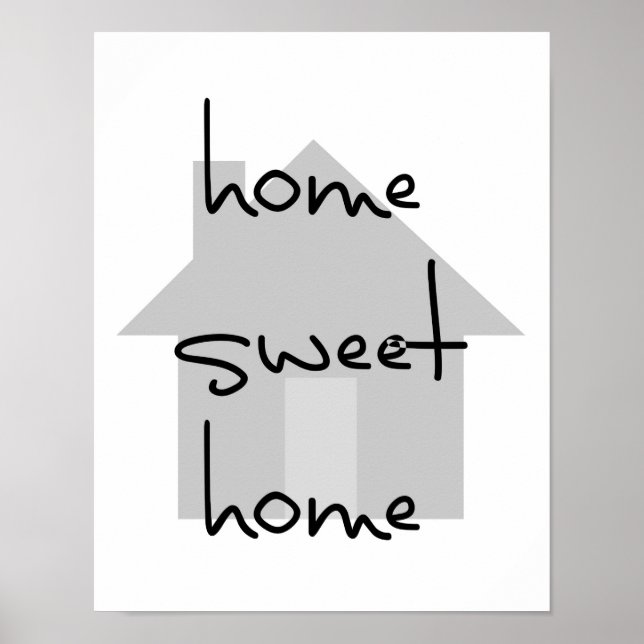 Affiche home sweet home modern black white gray simple (Devant)