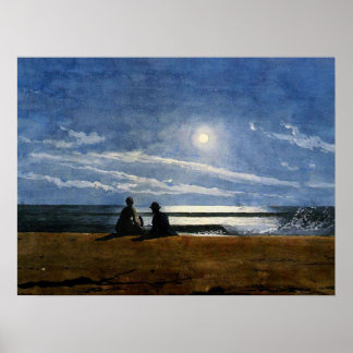 Affiche Homer - Lumière de la Lune, peinture d'art,