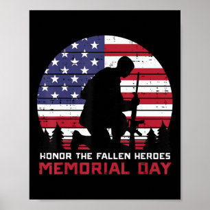 Affiche Hommage à la Fallen Heroes Memorial Day US Drapeau