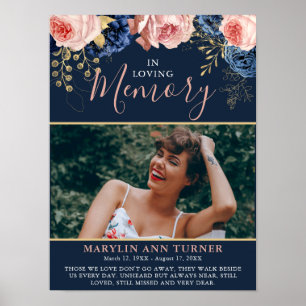 Affiche Hommage Floral Élégant 'En Souvenir Affectueux' Mé