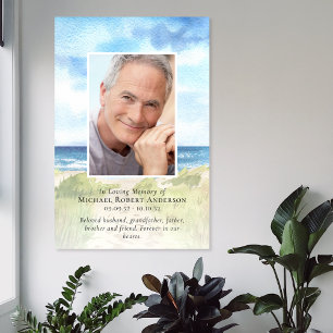 Affiche Hommage photo de plage 60x90cm Mémorial funéraire