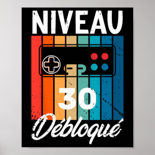 Affiche Homme 30 Ans Anniversaire Gamer Niveau 30 Humour 1