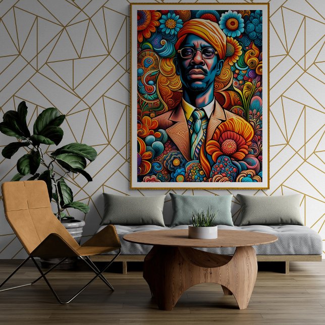 Affiche Homme Afro-Américain Abstrait Psychedelica (Créateur téléchargé)