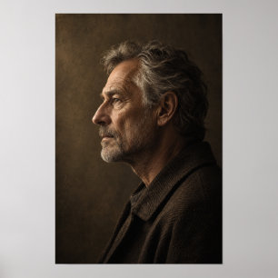 Affiche Homme aux cheveux gris en profil perdu, portrait c