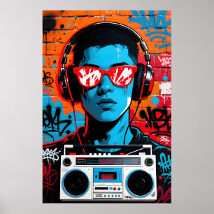 Affiche Homme aux Lunettes Rouges Pop Art