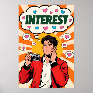 Affiche Homme avec appareil photo Pop Art