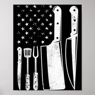 Affiche Homme barbecue drapeau américain patriotique quatr