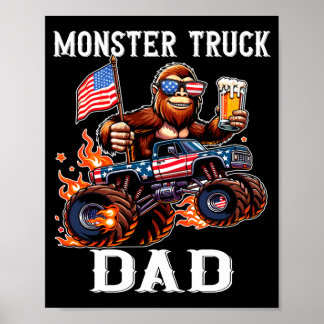 Affiche Homme camion monstre papa course bigfoot bière usa