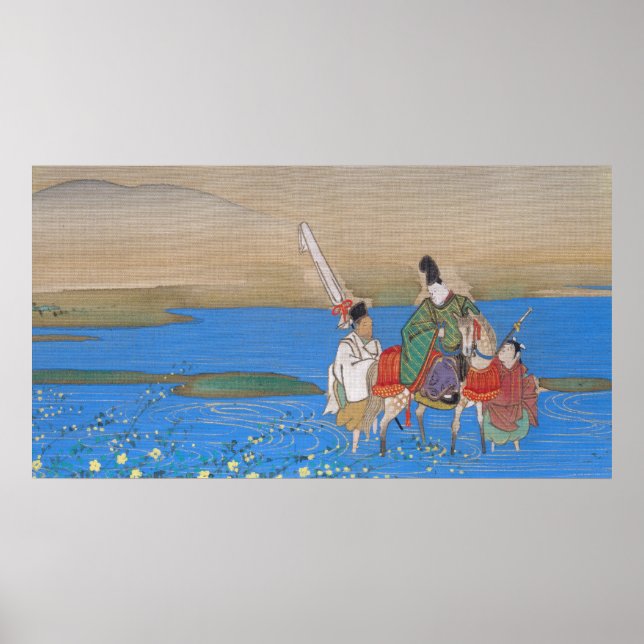 Affiche Homme Courtier sur la rivière Horseback Crossing ( (Devant)