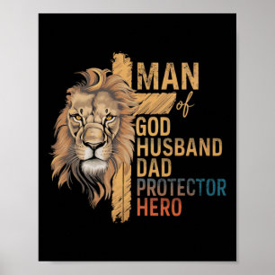 Affiche Homme De Dieu Marier Papa Protecteur Héros Lion Pè