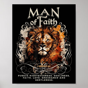 Affiche Homme de foi Lion Chrétien Jésus Lion Foi
