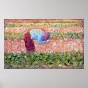 Affiche Homme de Georges Seurat avec une houe