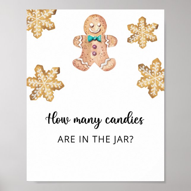 Affiche Homme de pain d'épices - devinez combien de bonbon (Devant)