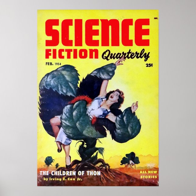 Affiche Homme de science-fiction vintage mangeant des Plan (Devant)