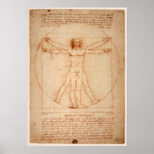 Affiche Homme de Vitruvian d'affiche par Leonardo da Vinci