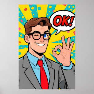 Affiche Homme disant OK Pop Art