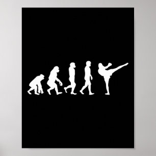 Affiche Homme drôle singe gorille évolution karaté boxe Ki
