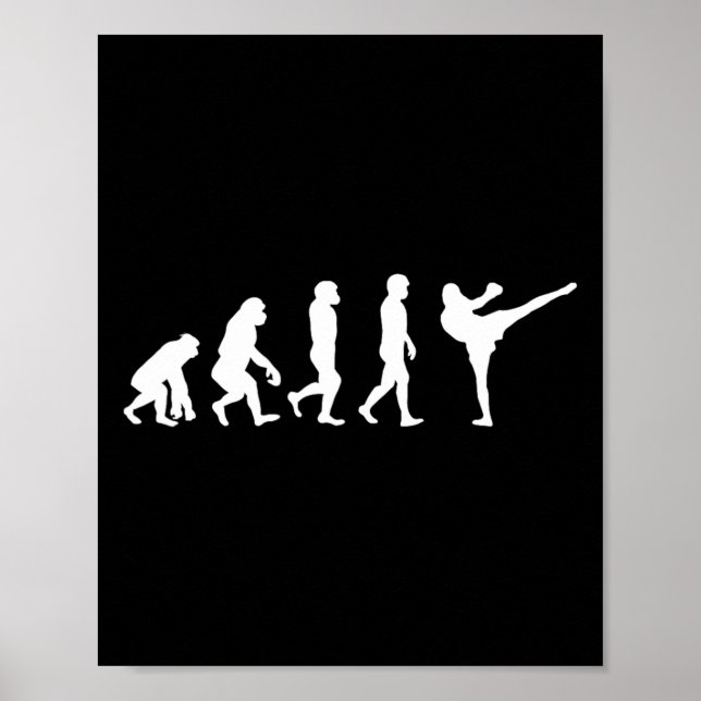 Affiche Homme drôle singe gorille évolution karaté boxe Ki (Devant)