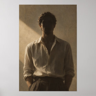 Affiche Homme en chemise blanche avec ombre dramatique fig
