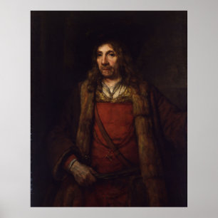 Affiche Homme en fourrure - Rembrandt - c1655