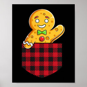 Affiche Homme en pain d'épice en poche drôle Noël Cookie B