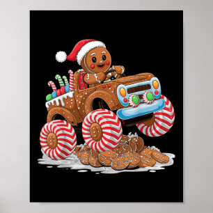Affiche Homme en pain d'épices camion monstre roi de Noël 