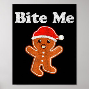 Affiche Homme en pain d'épices drôle Mords-moi Cos de Noël
