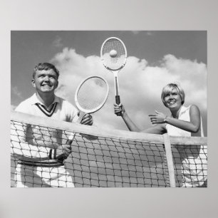 Affiche Homme et femme jouant au tennis