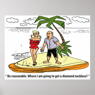 Affiche Homme et femme sur l'île du désert, Vintage amusan