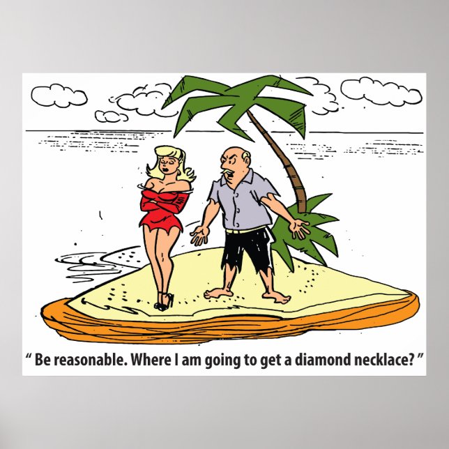 Affiche Homme et femme sur l'île du désert, Vintage amusan (Devant)