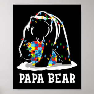 Affiche Homme Fun Papa ours Sensibilisation sur l'autisme