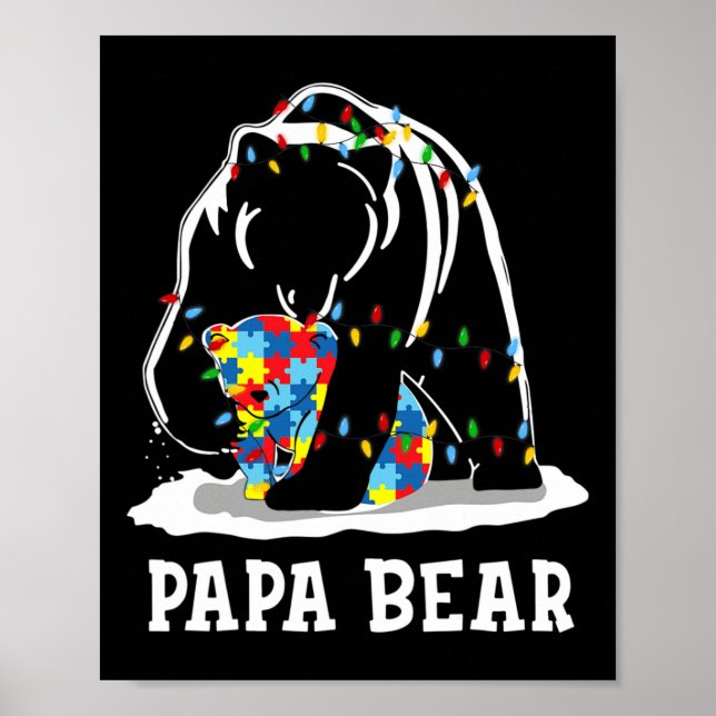 Affiche Homme Fun Papa ours Sensibilisation sur l'autisme  (Devant)