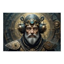 Homme futuriste, armure de steampunk et casque psy