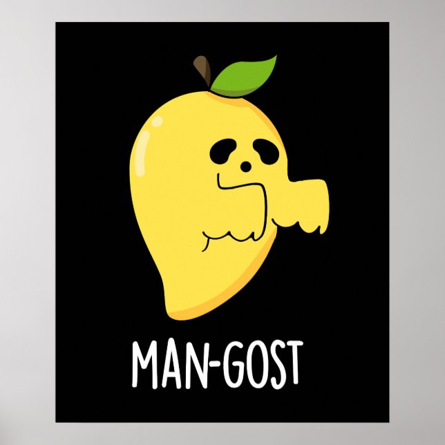 Affiche Homme-gost Drôle Halloween Mango Ghost Pun Dark BG (Devant)