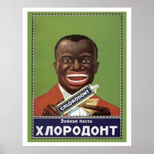 Affiche Homme heureux avec du dentifrice, propagande sovié