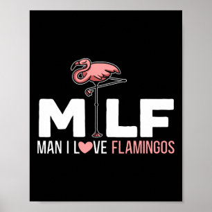 Affiche Homme I Love Flamants roses Oiseau Amoureux Flaman
