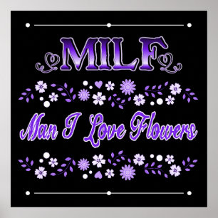 Affiche Homme I Love Flowers Purple Text