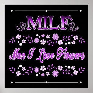 Affiche Homme J'Aime Les Fleurs Texte Rose