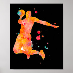 Affiche Homme Joueur de basket-ball aquarelle peinture