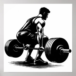 Affiche homme lever poids corps constructeur art illustrat