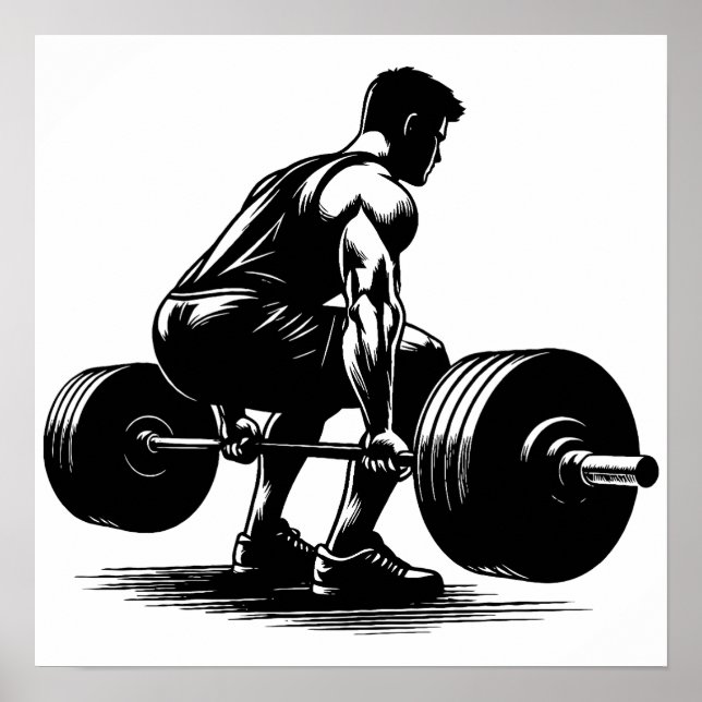 Affiche homme lever poids corps constructeur art illustrat (Devant)