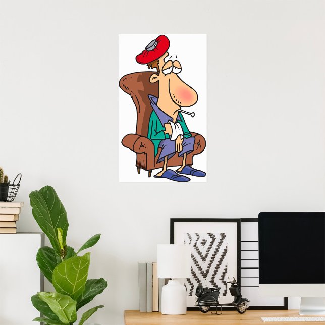 Affiche Homme malade épuisé assis dans un fauteuil (Créateur téléchargé)