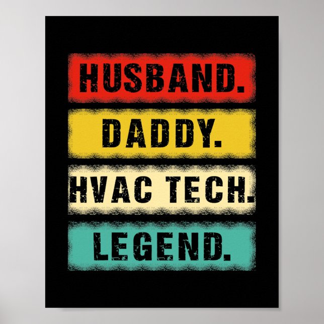 Affiche Homme mari papa HVAC Tech Legend Technicien HVAC (Devant)
